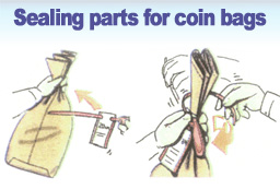 Sealing parts for coin bags